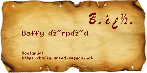 Baffy Árpád névjegykártya